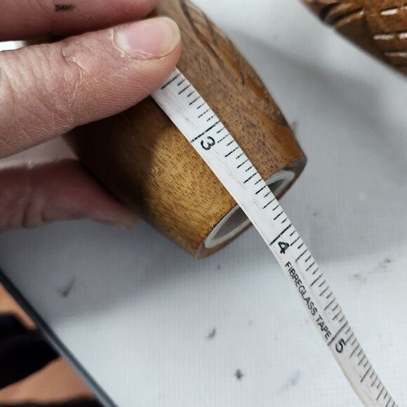 VINTAGE Rustic Wood Carved Pineapple Salt & Pepper Shaker Set Mid Century Modern - Picture 5 of 6